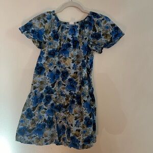 GAP Kids Blue and Brown Floral Casual Dress